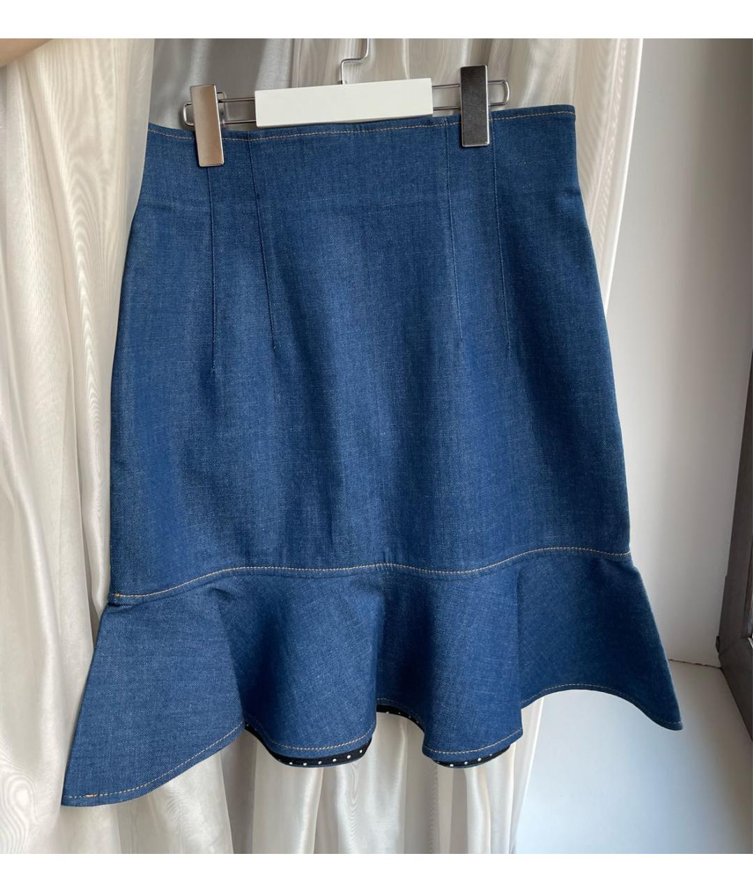 DOLCE&GABBANA Синяя хлопковая юбка миди, фото 9