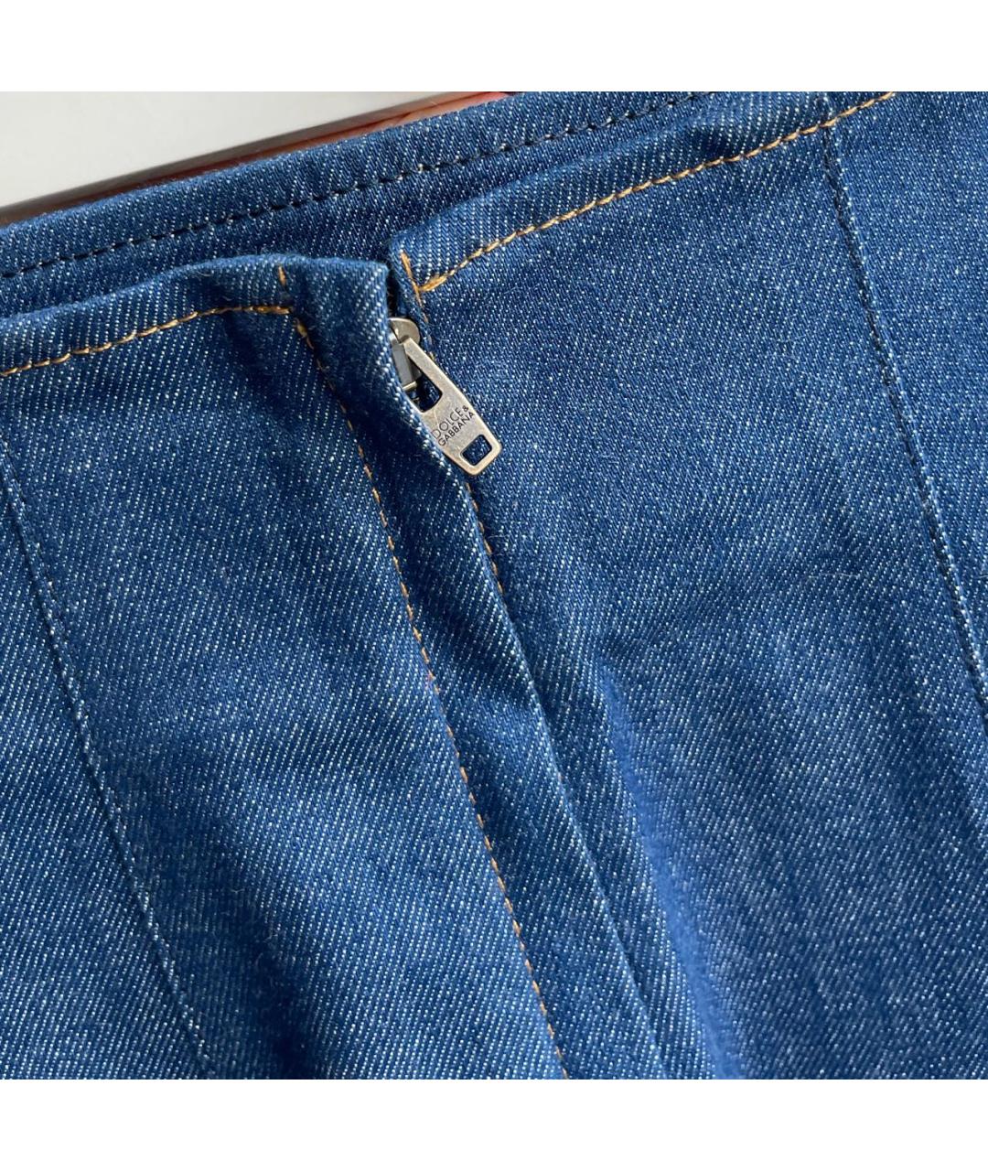 DOLCE&GABBANA Синяя хлопковая юбка миди, фото 7