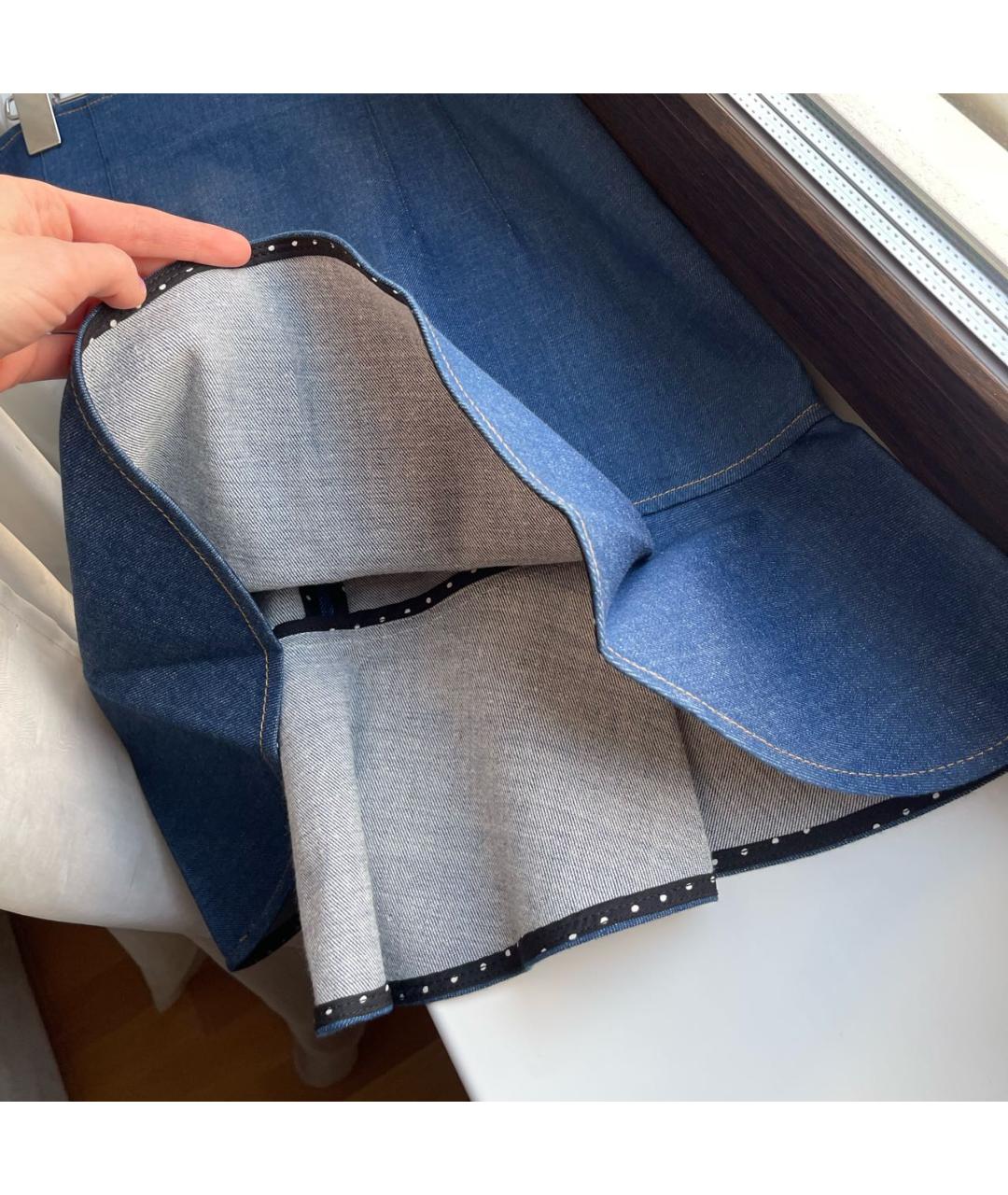 DOLCE&GABBANA Синяя хлопковая юбка миди, фото 8