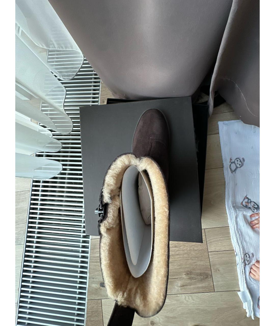 BOTTEGA VENETA Коричневые замшевые ботинки, фото 3