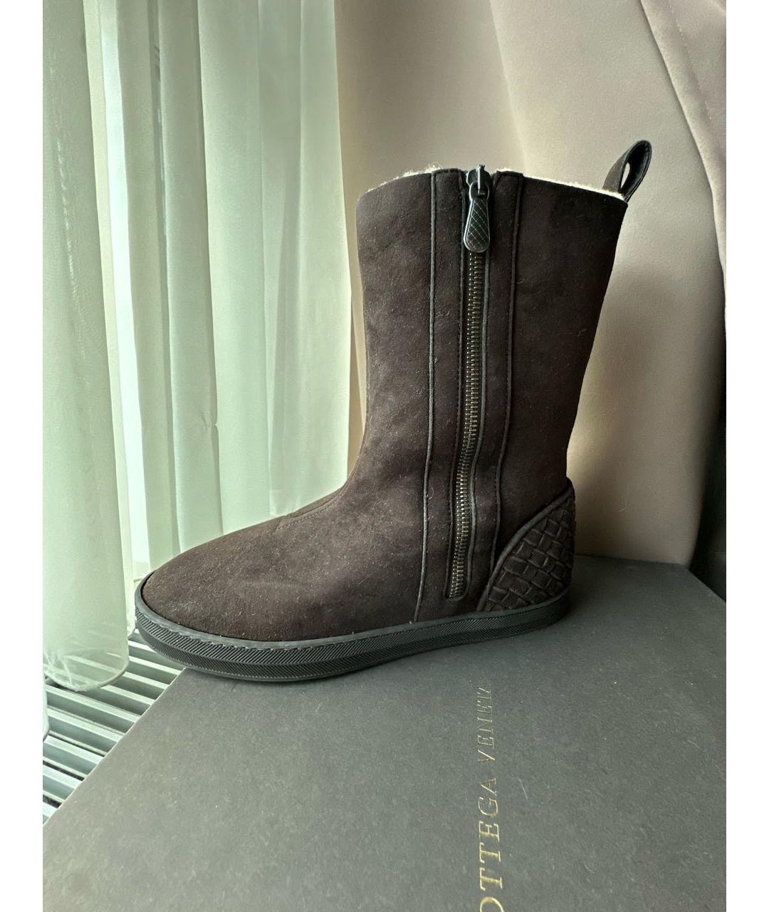 BOTTEGA VENETA Коричневые замшевые ботинки, фото 8