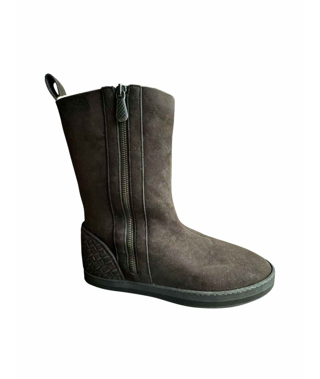 BOTTEGA VENETA Коричневые замшевые ботинки, фото 1