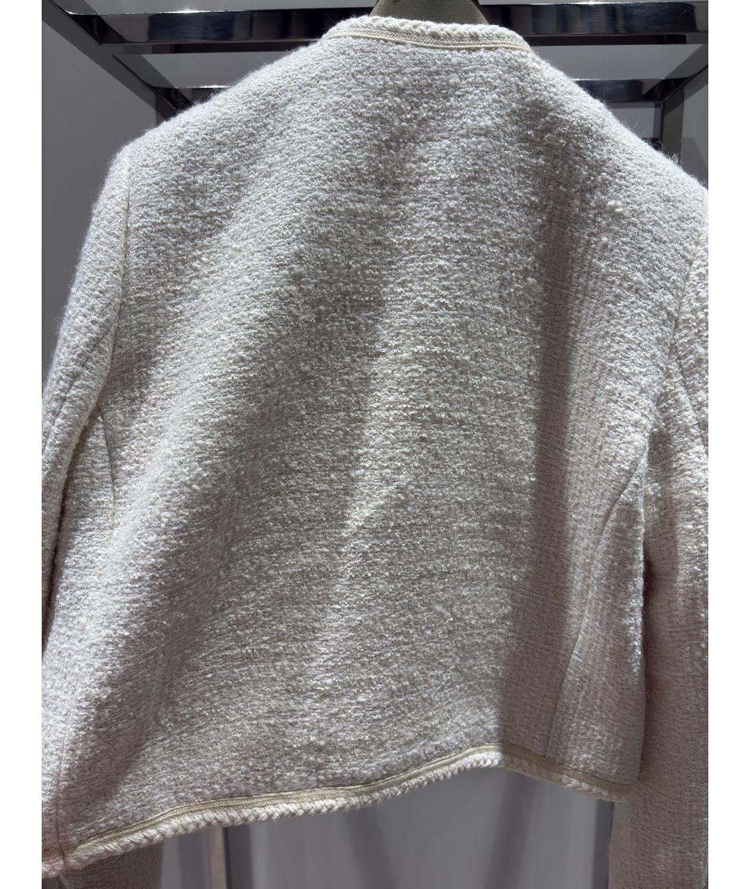 CELINE Бежевый твидовый жакет/пиджак, фото 5