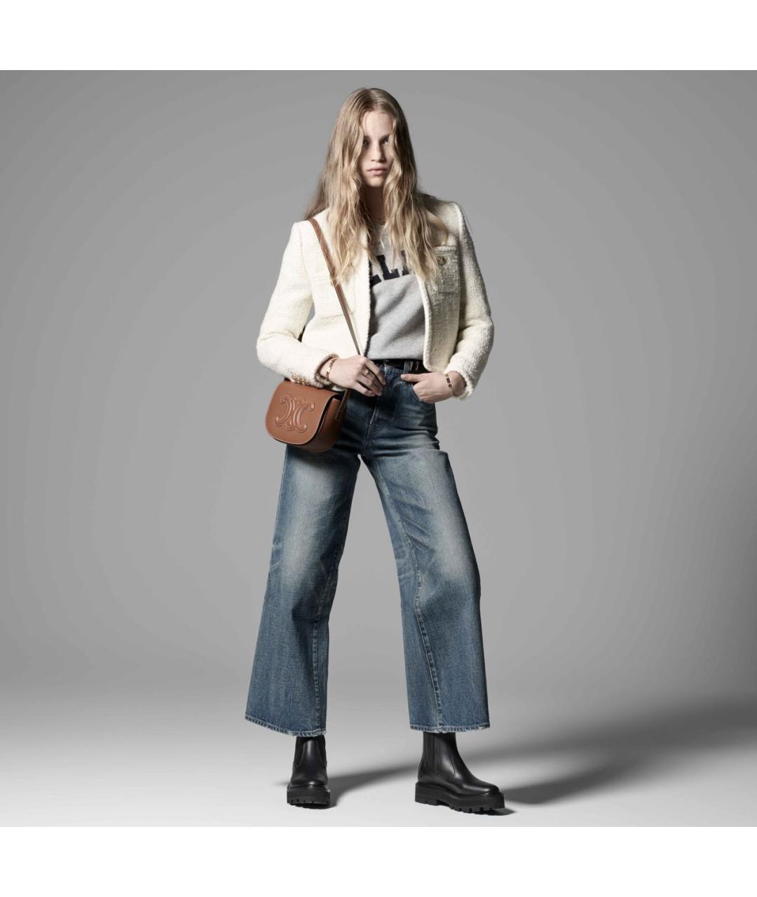 CELINE Бежевый твидовый жакет/пиджак, фото 2