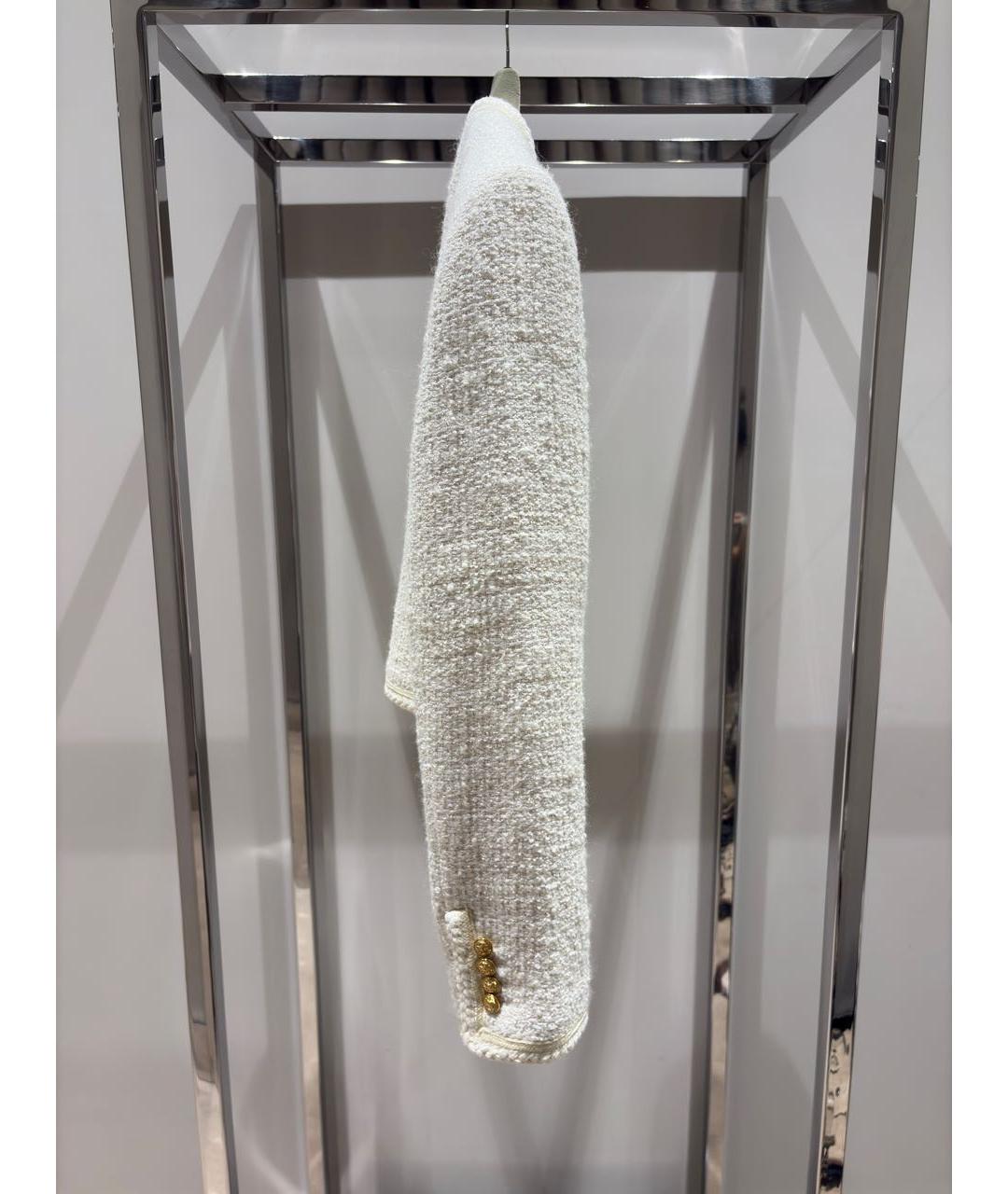 CELINE Бежевый твидовый жакет/пиджак, фото 4