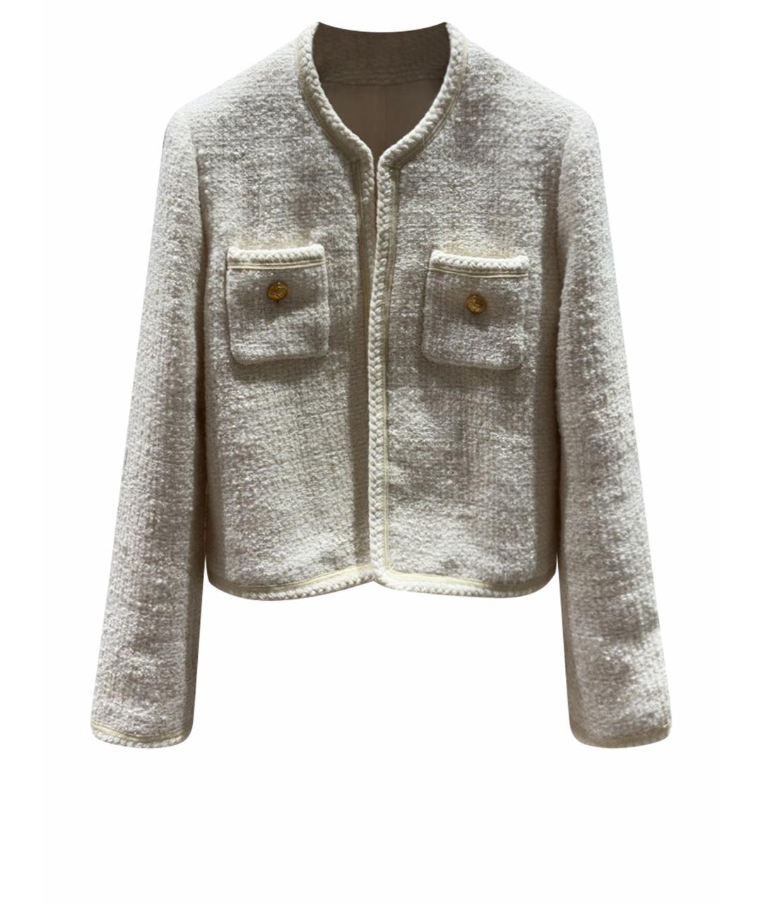 CELINE Бежевый твидовый жакет/пиджак, фото 1