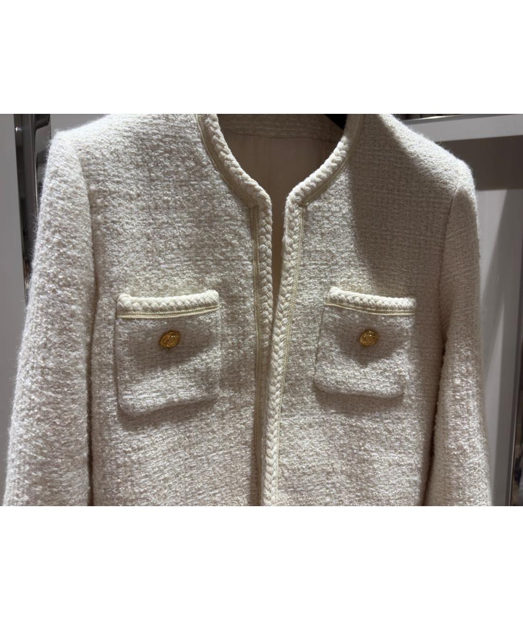 CELINE Бежевый твидовый жакет/пиджак, фото 3