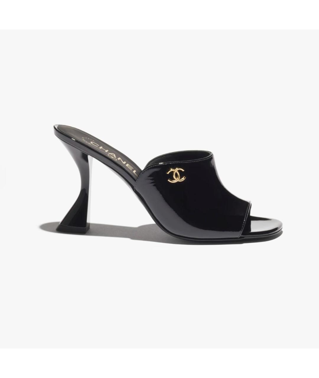 CHANEL Черные мюли из лакированной кожи, фото 4