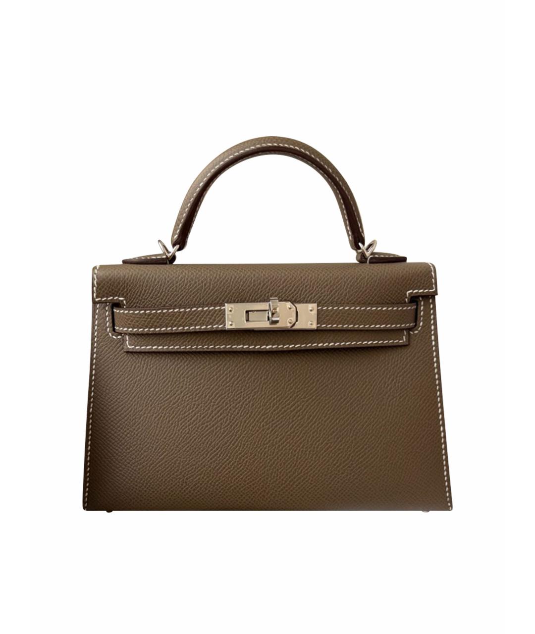 HERMES Коричневая кожаная сумка с короткими ручками, фото 1