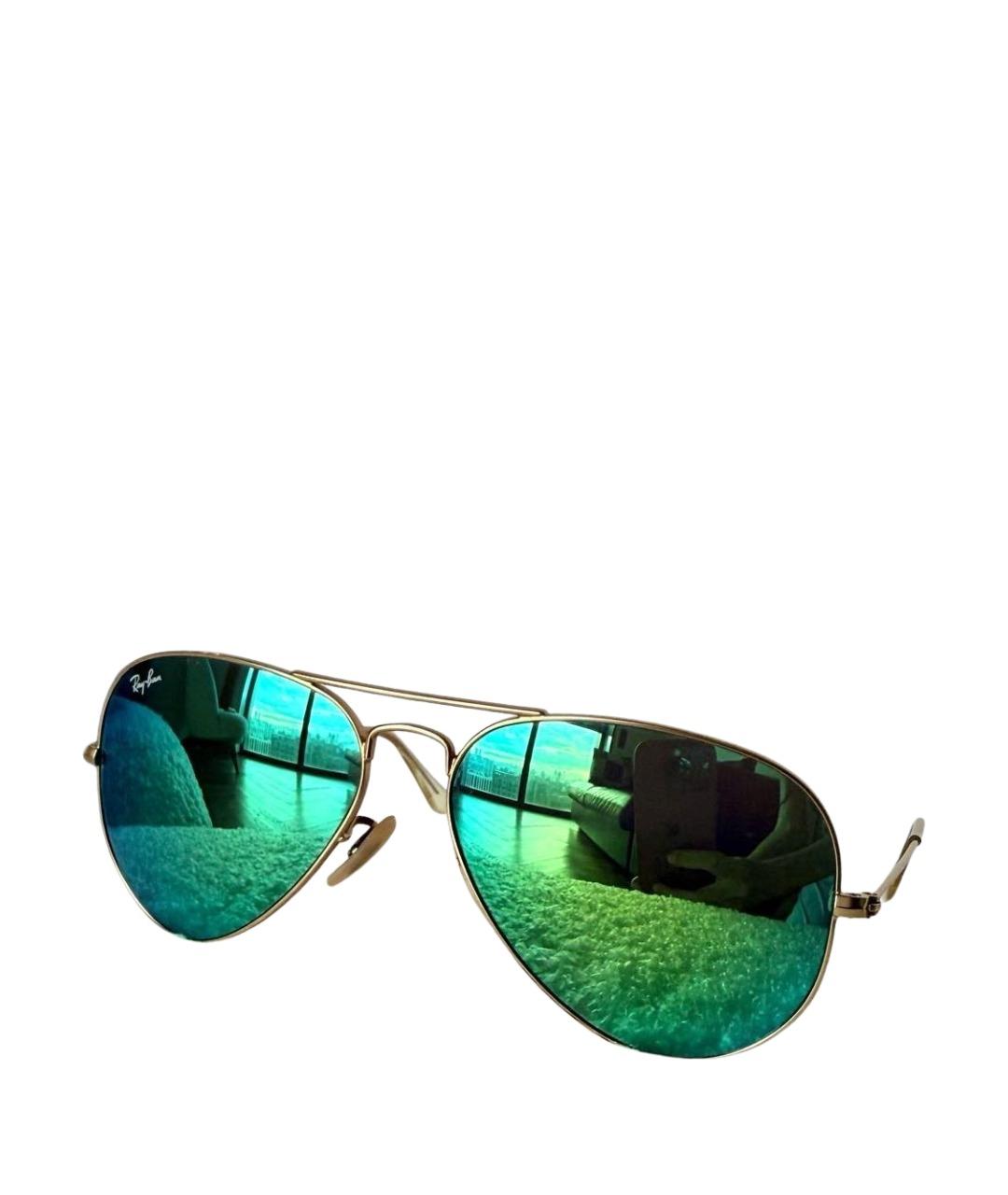 RAY BAN Зеленые металлические солнцезащитные очки, фото 1