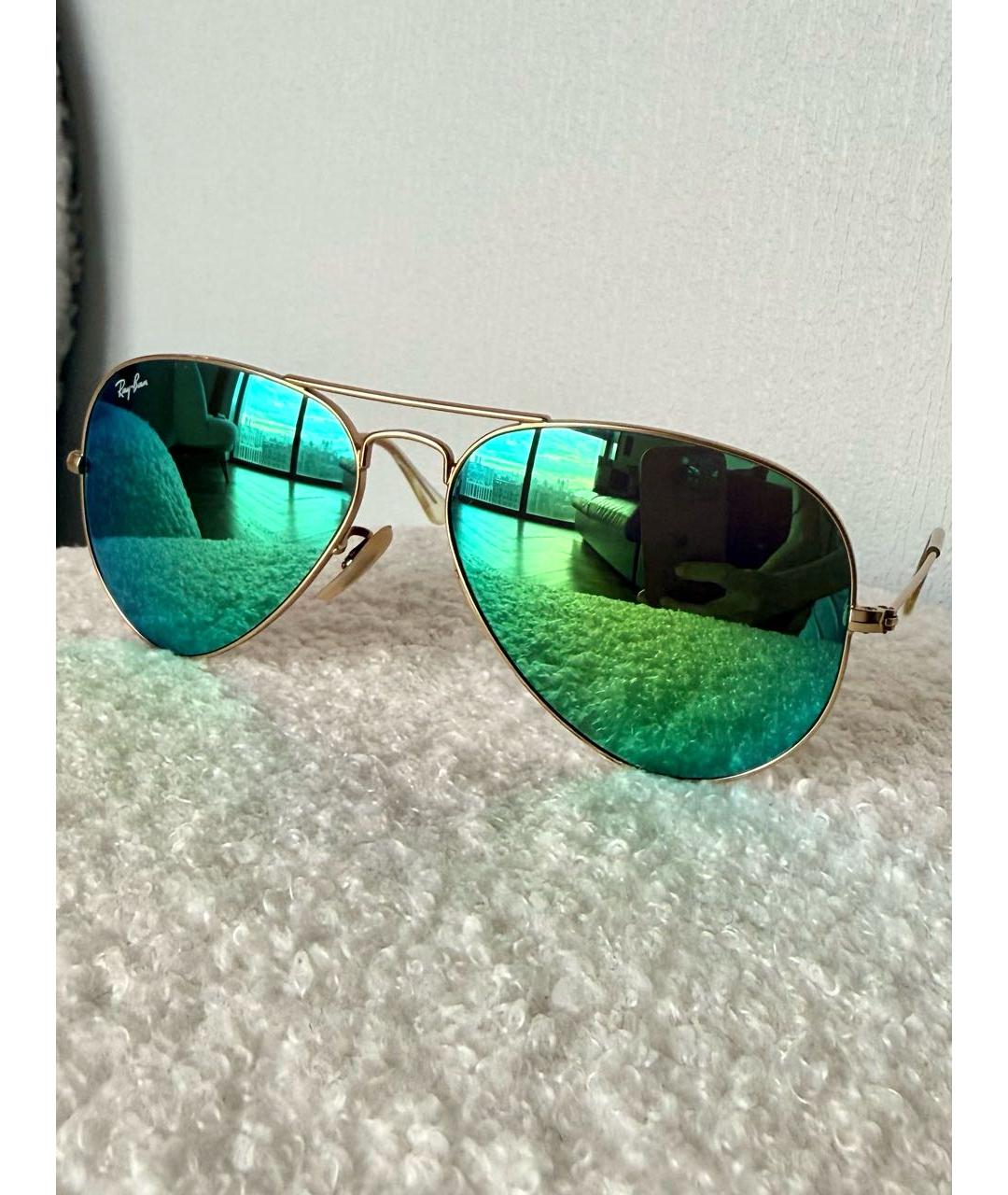 RAY BAN Зеленые металлические солнцезащитные очки, фото 6