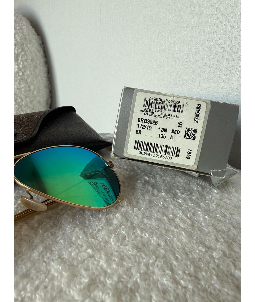 RAY BAN Зеленые металлические солнцезащитные очки, фото 5