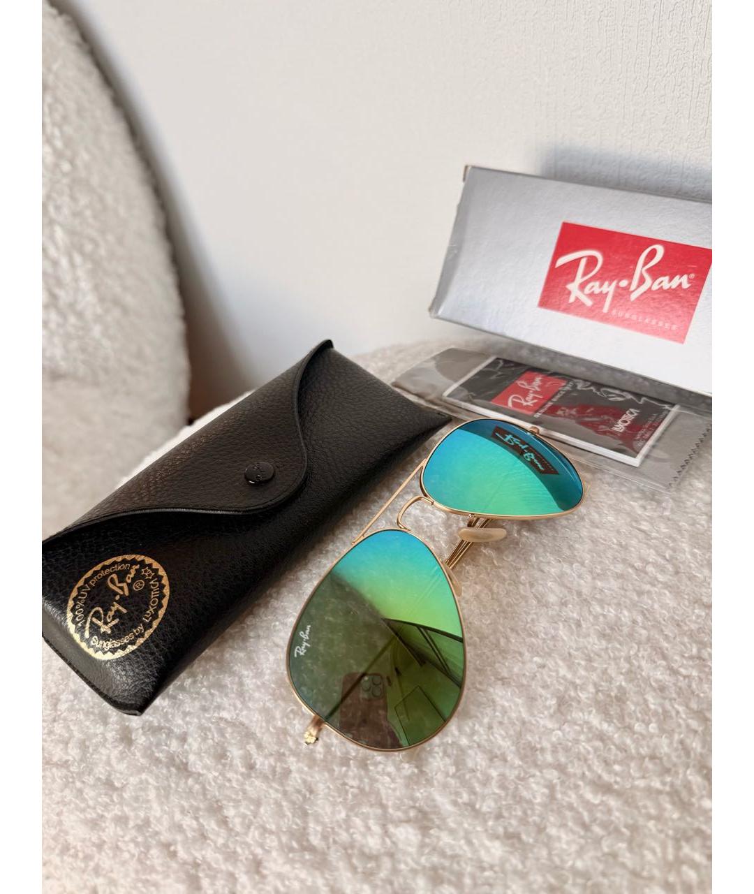 RAY BAN Зеленые металлические солнцезащитные очки, фото 4
