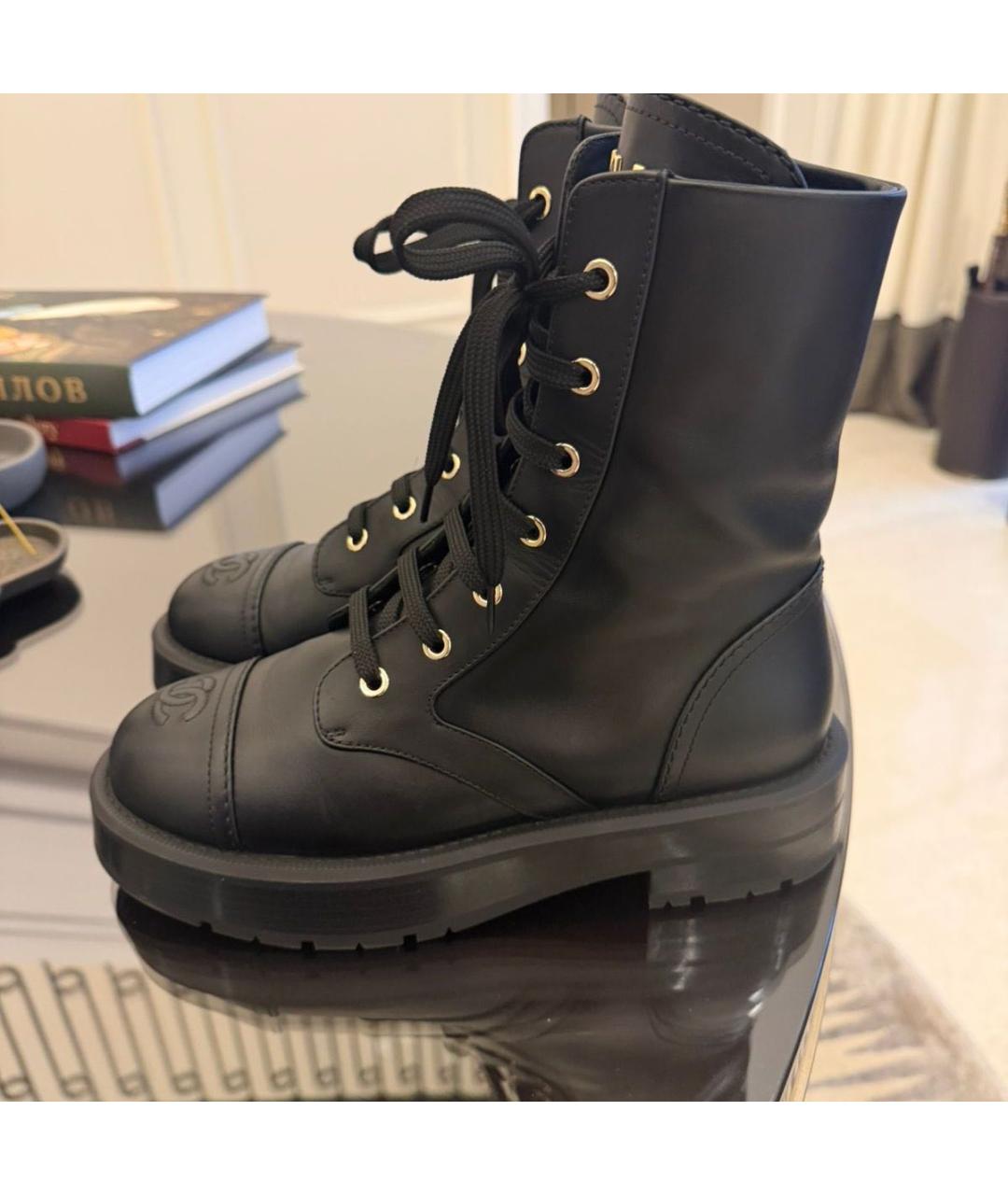 CHANEL Черные кожаные ботинки, фото 6