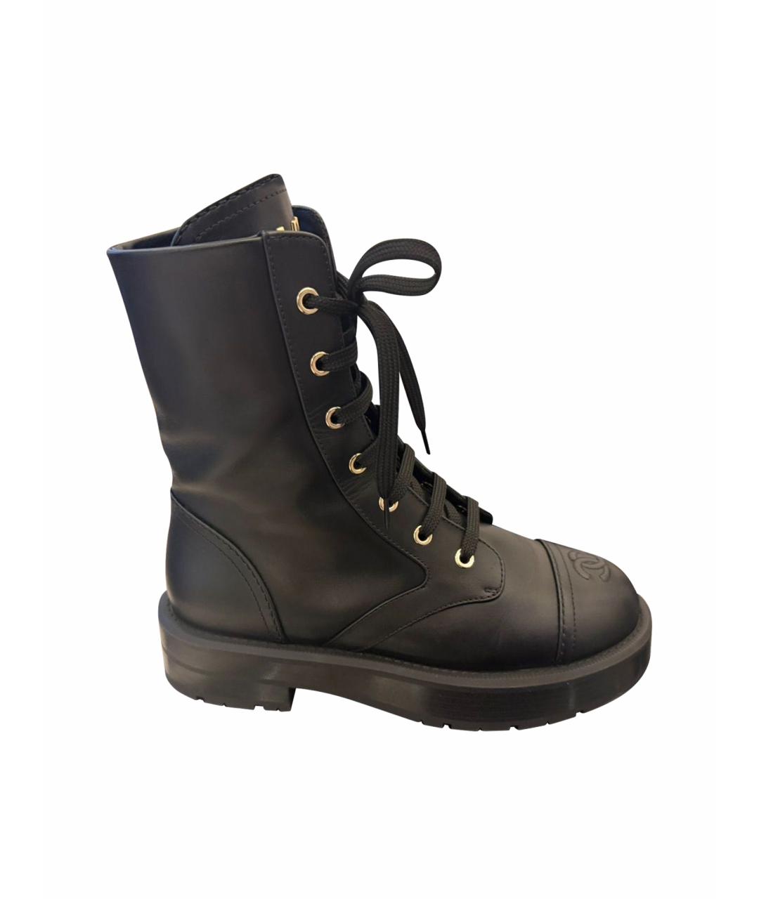 CHANEL Черные кожаные ботинки, фото 1