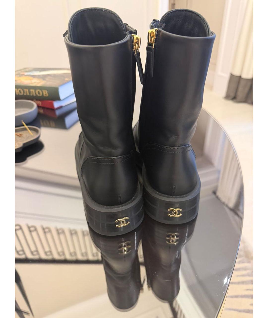 CHANEL Черные кожаные ботинки, фото 4