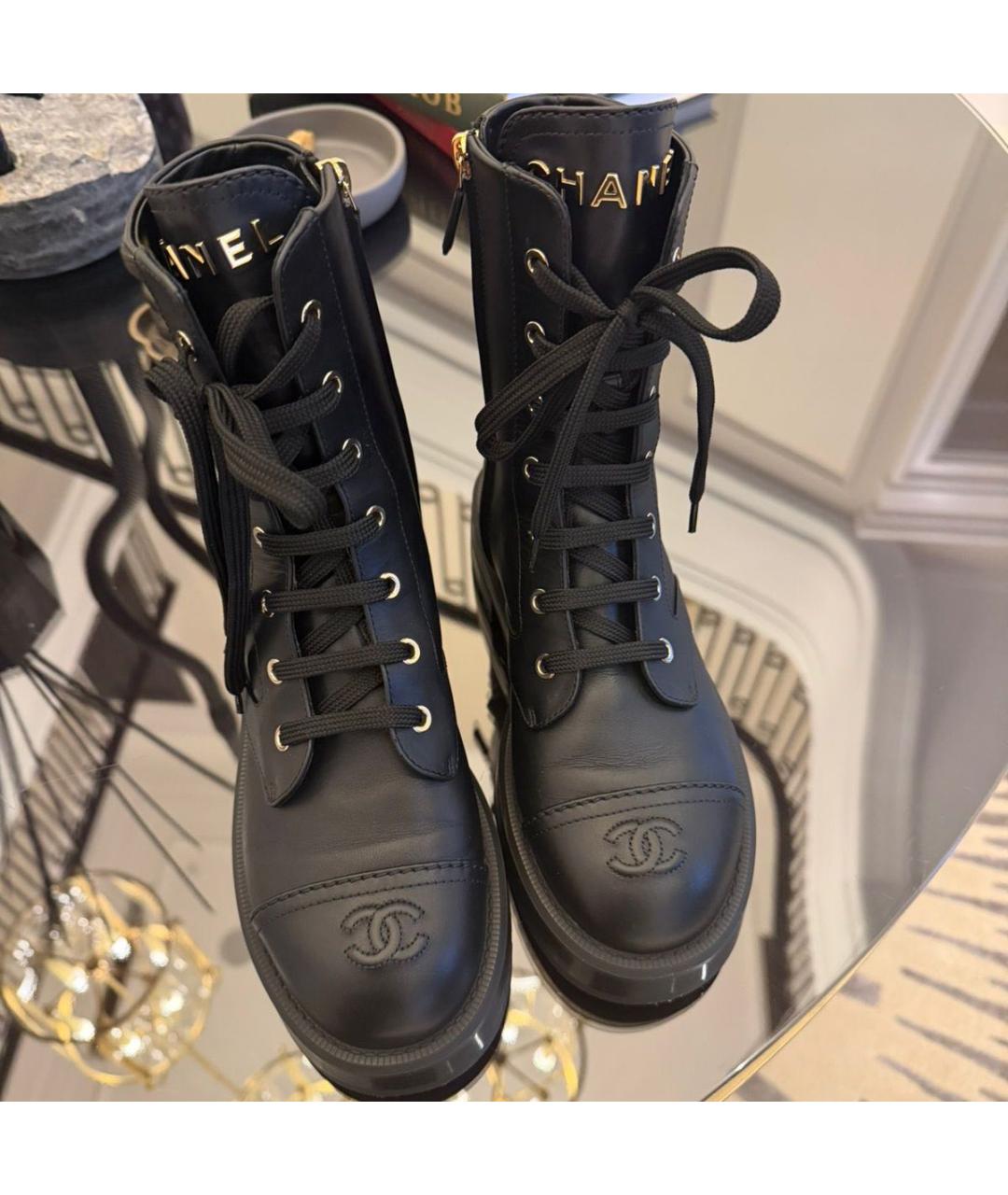 CHANEL Черные кожаные ботинки, фото 3