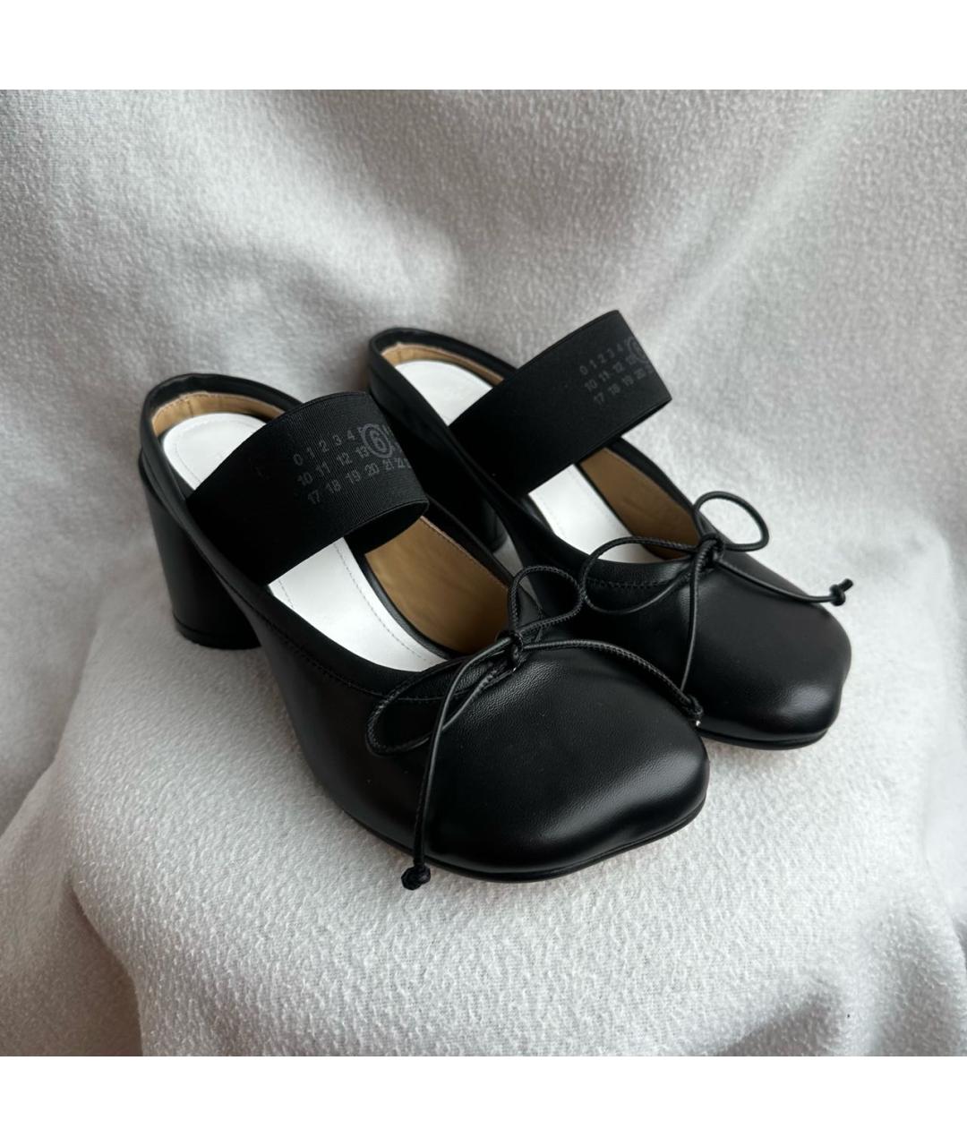 MM6 MAISON MARGIELA Черные кожаные мюли, фото 2