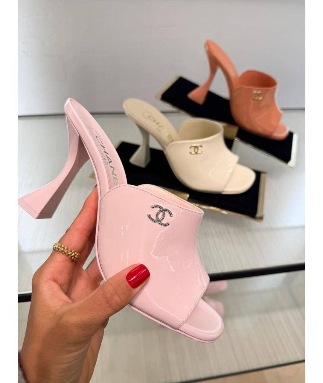 CHANEL Розовые мюли из лакированной кожи, фото 3