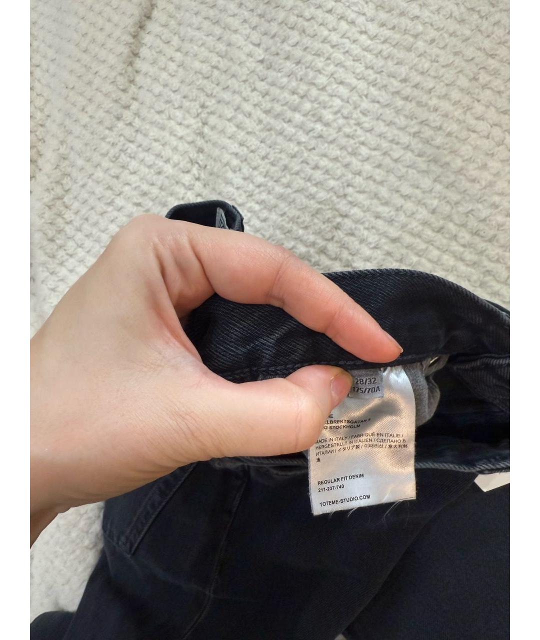 TOTEME Антрацитовые хлопковые прямые джинсы, фото 4