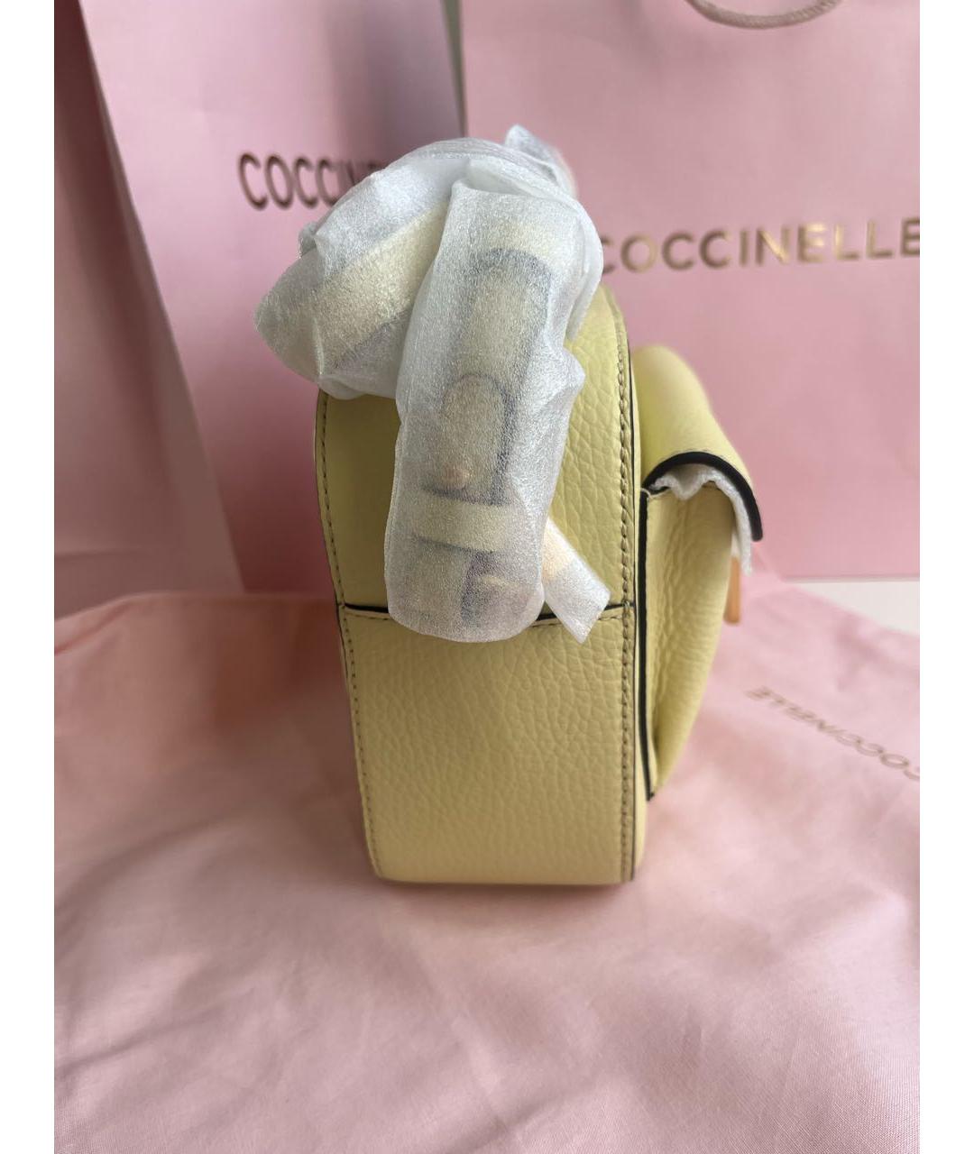 COCCINELLE Желтая кожаная сумка через плечо, фото 2
