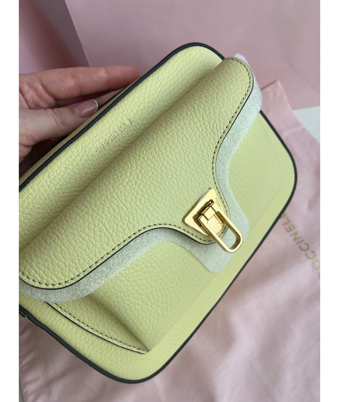 COCCINELLE Желтая кожаная сумка через плечо, фото 5