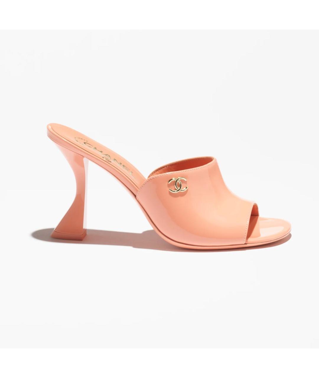 CHANEL Коралловые мюли из лакированной кожи, фото 8