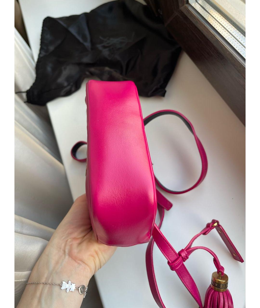 SAINT LAURENT Фуксия кожаная поясная сумка, фото 5