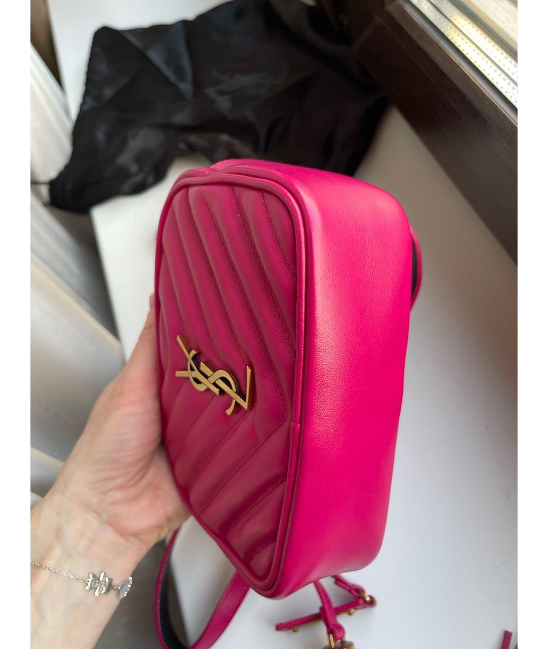 SAINT LAURENT Фуксия кожаная поясная сумка, фото 3