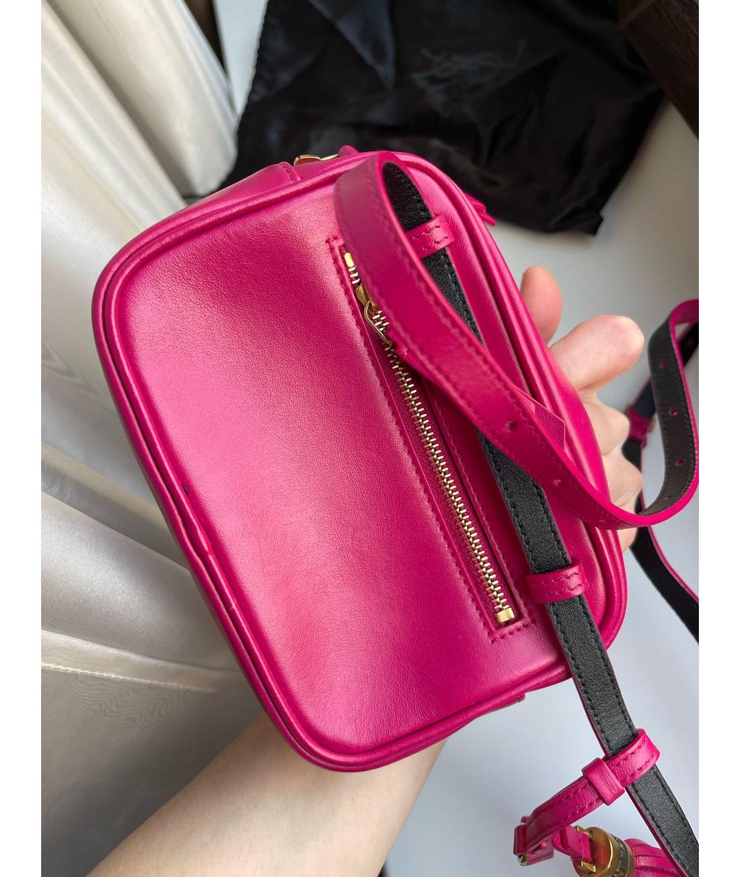 SAINT LAURENT Фуксия кожаная поясная сумка, фото 4