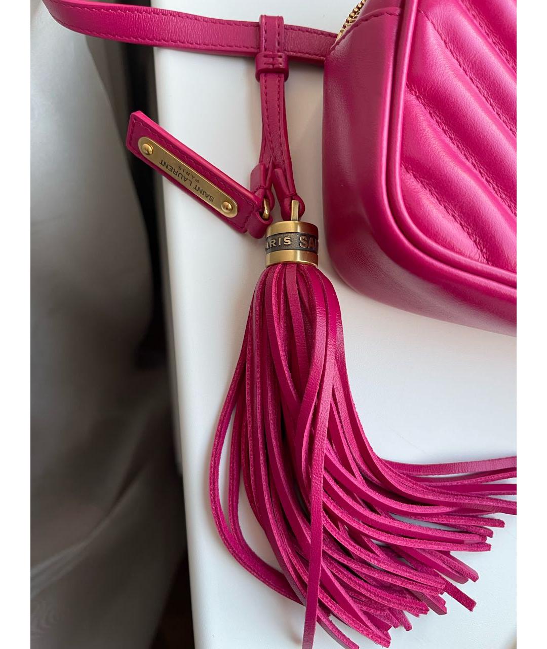 SAINT LAURENT Фуксия кожаная поясная сумка, фото 2