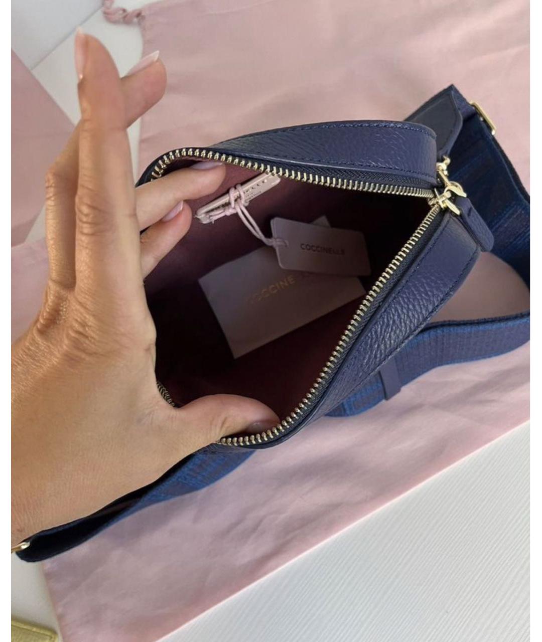 COCCINELLE Темно-синяя кожаная сумка через плечо, фото 3