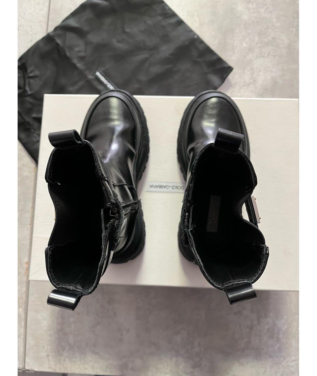 DOLCE&GABBANA Черные кожаные ботинки, фото 3