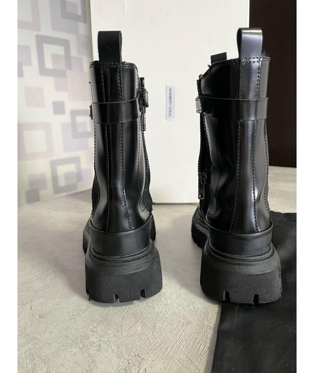 DOLCE&GABBANA Черные кожаные ботинки, фото 4