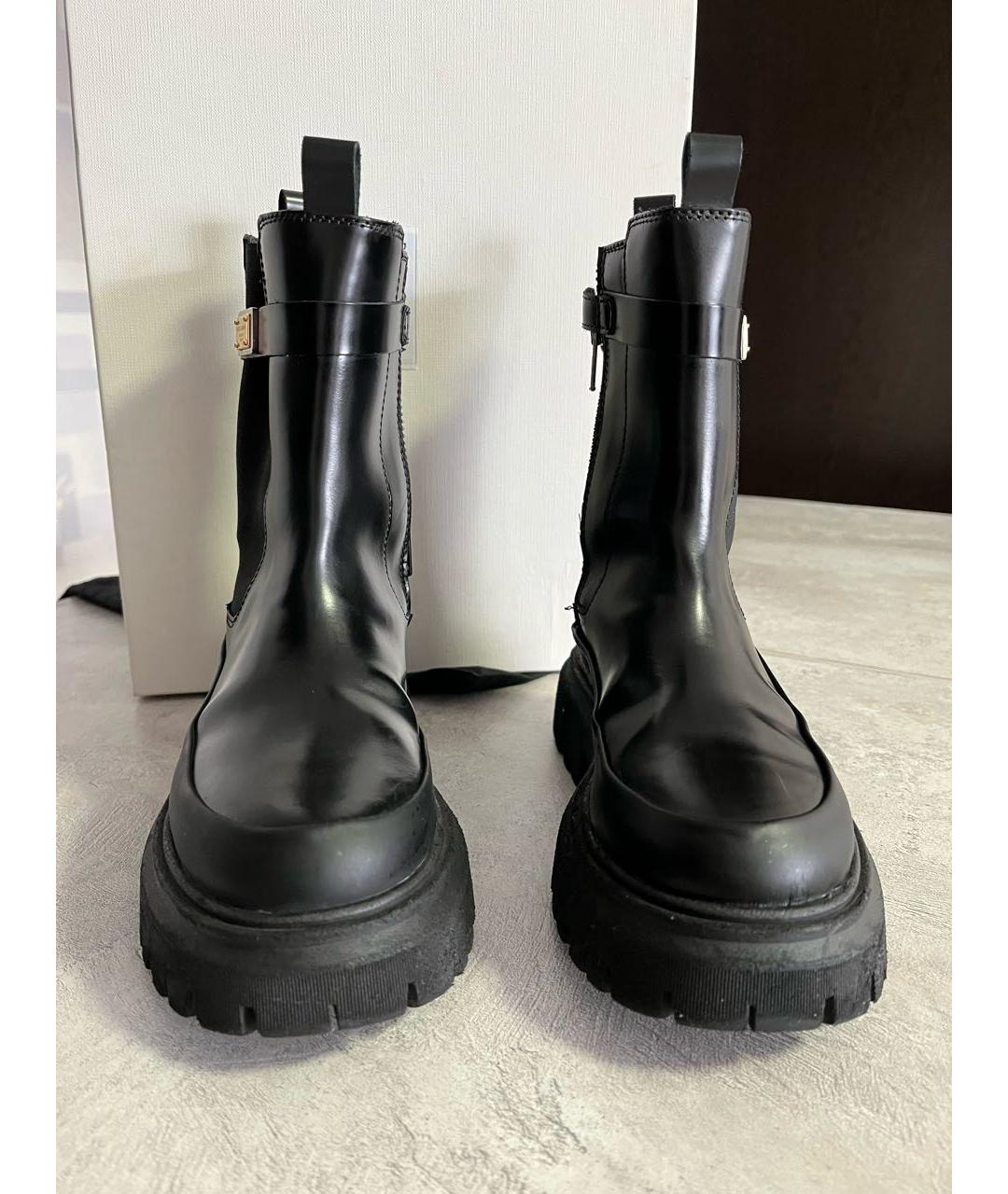 DOLCE&GABBANA Черные кожаные ботинки, фото 2