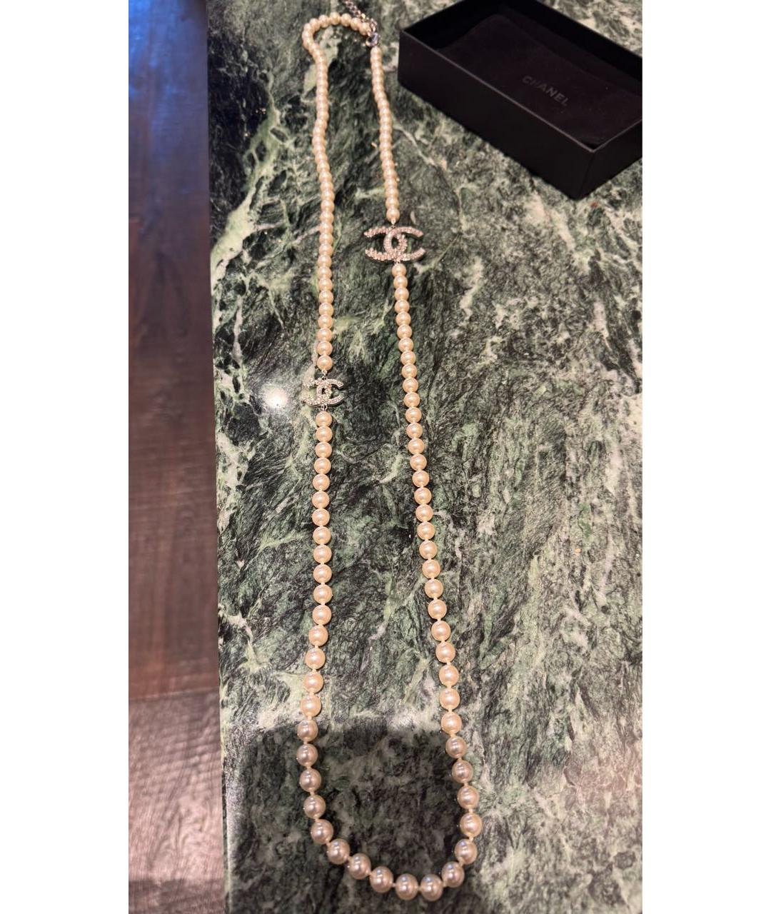 CHANEL Белое жемчужное колье, фото 2