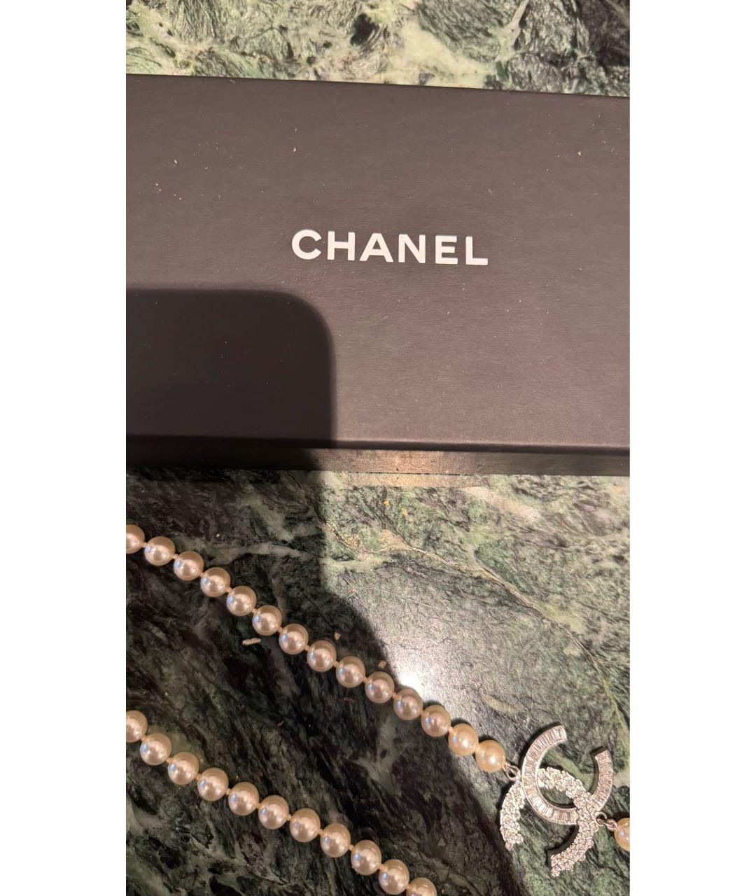 CHANEL Белое жемчужное колье, фото 3