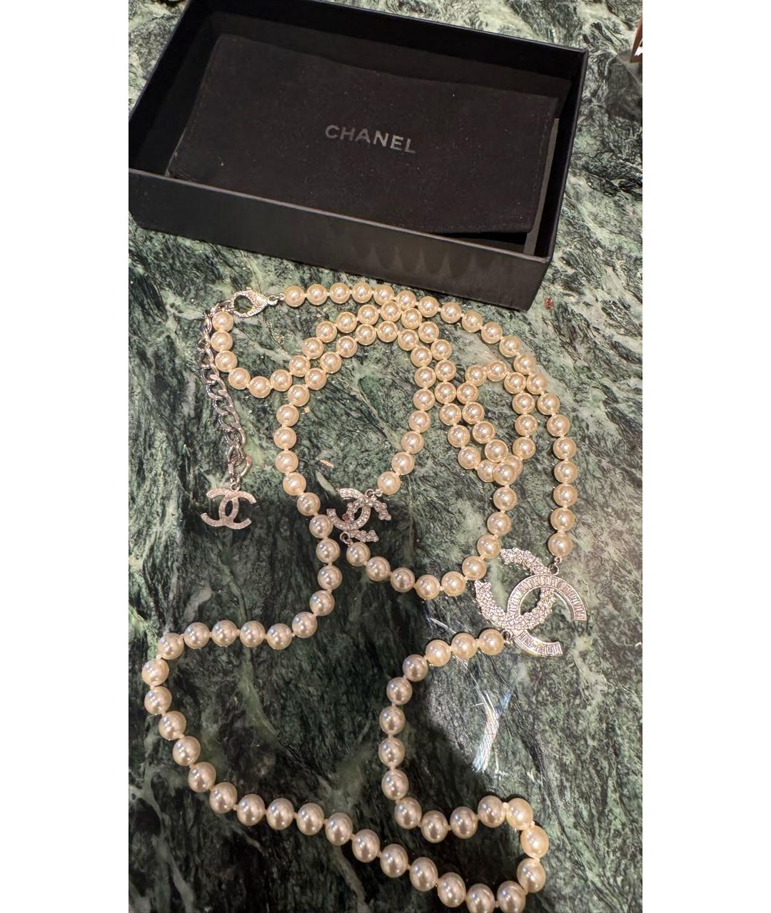 CHANEL Белое жемчужное колье, фото 5