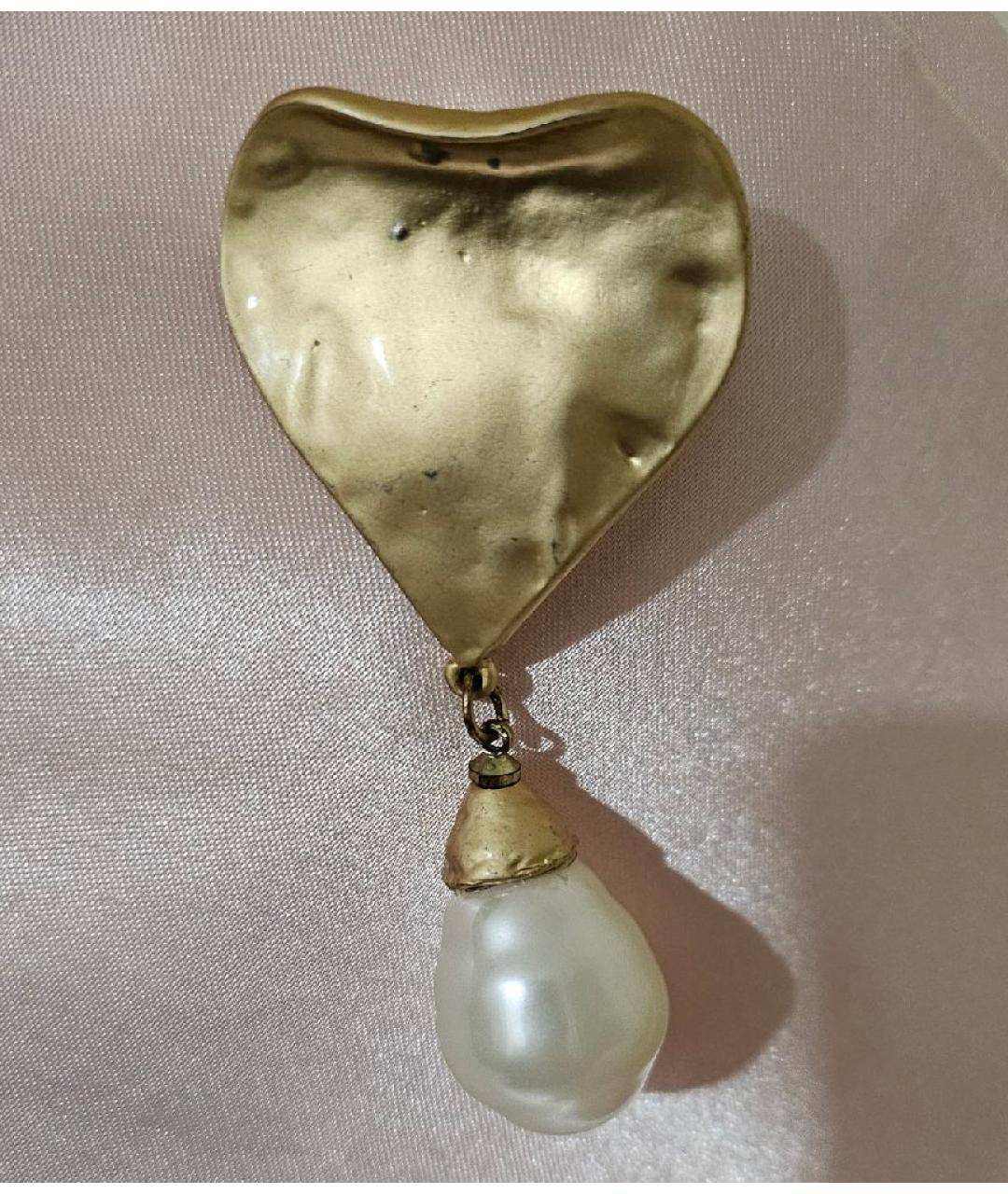 SAINT LAURENT Золотая латунная булавка / брошь, фото 5