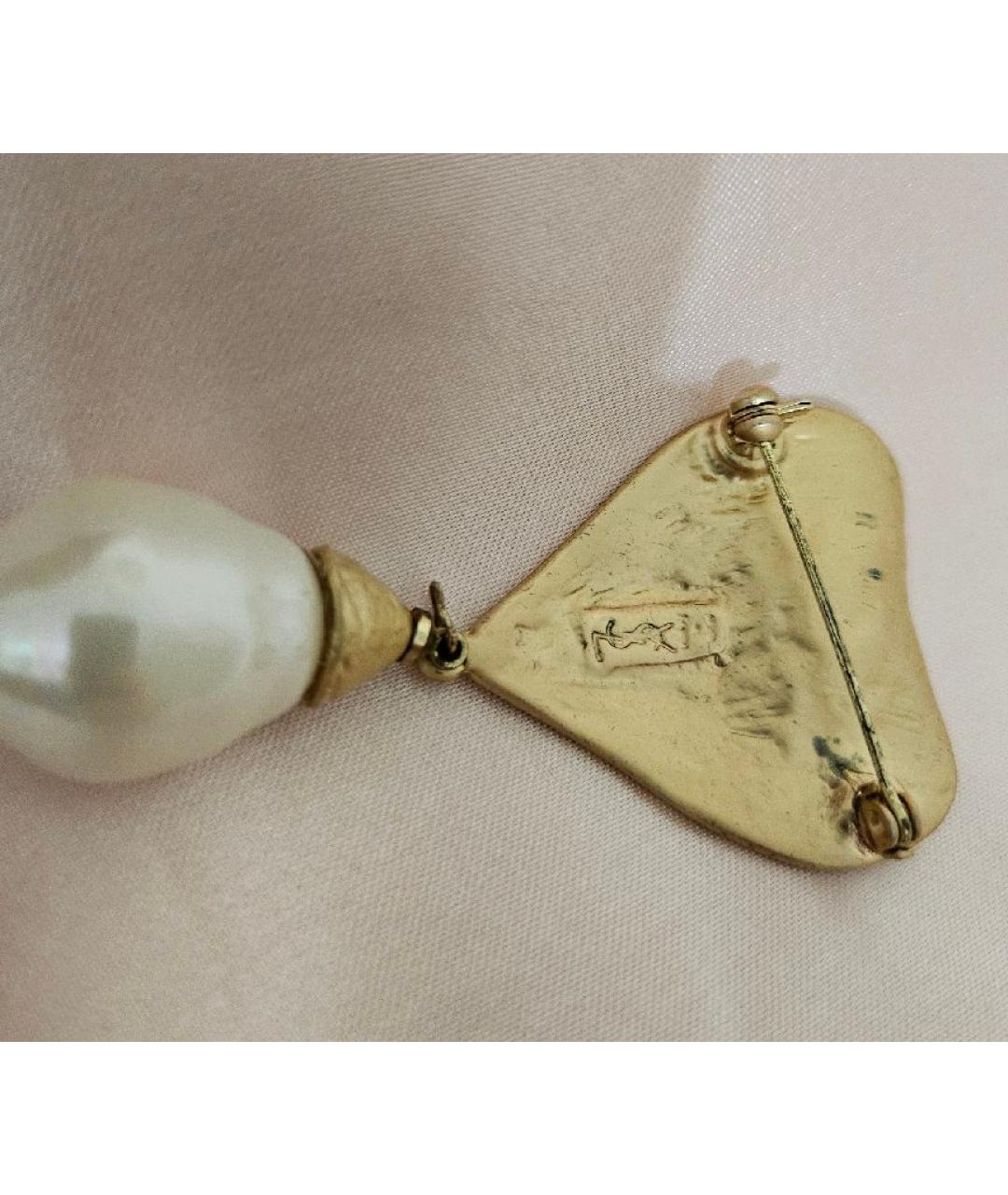 SAINT LAURENT Золотая латунная булавка / брошь, фото 2