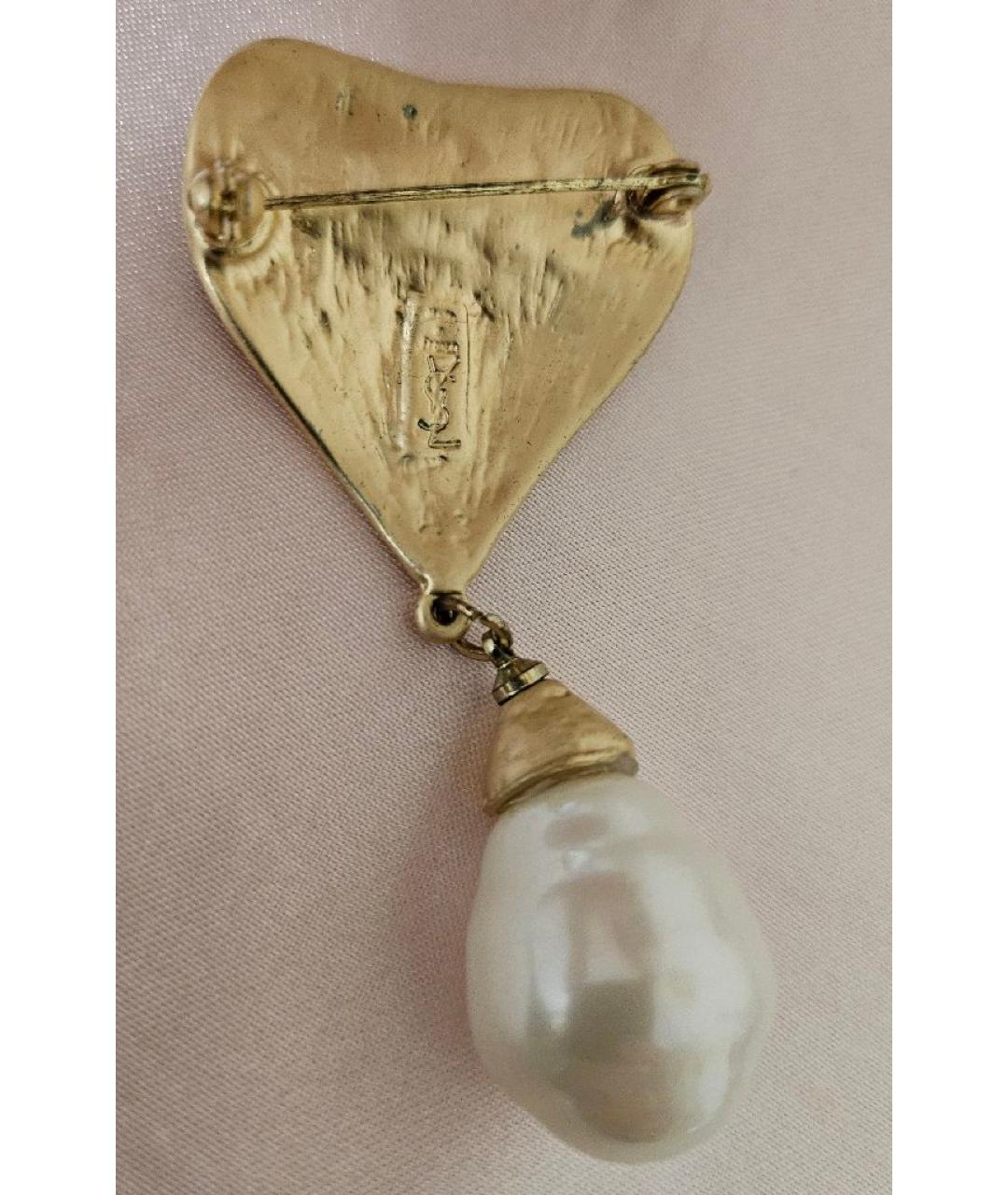 SAINT LAURENT Золотая латунная булавка / брошь, фото 4