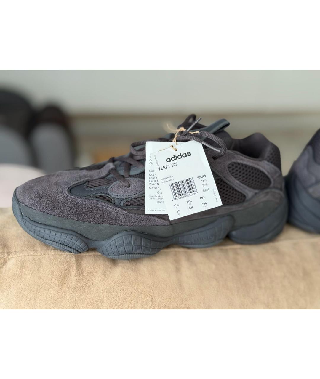 ADIDAS YEEZY Черные замшевые низкие кроссовки / кеды, фото 5