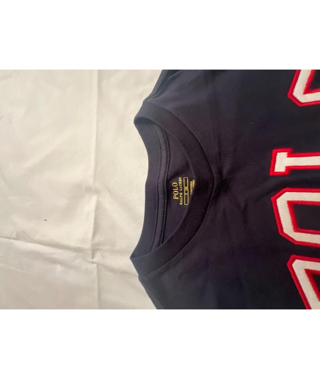 POLO RALPH LAUREN Темно-синяя хлопковая детская футболка, фото 7