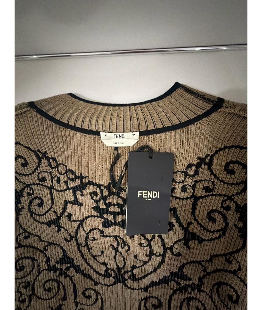 FENDI Коричневое вискозное повседневное платье, фото 3