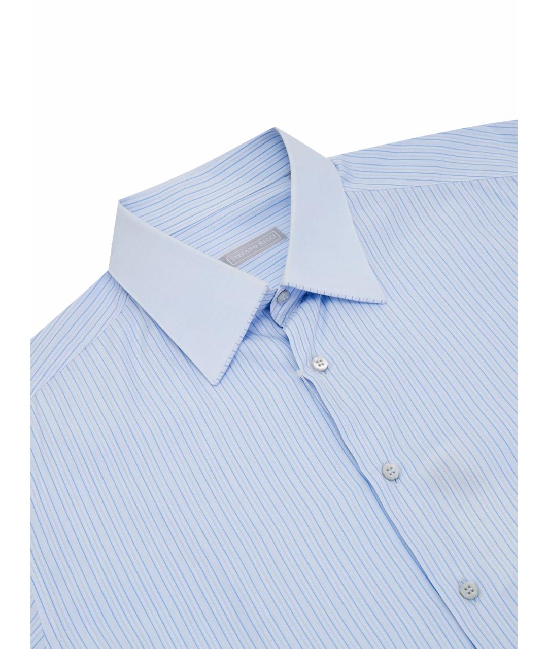STEFANO RICCI Голубая хлопковая кэжуал рубашка, фото 5