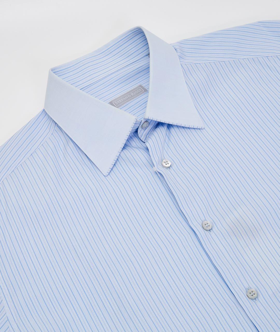 STEFANO RICCI Голубая хлопковая кэжуал рубашка, фото 3