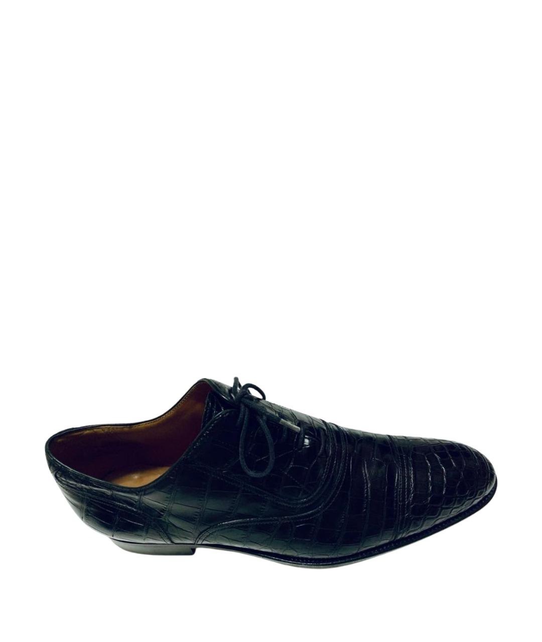 HERMES Черные низкие ботинки из экзотической кожи, фото 1