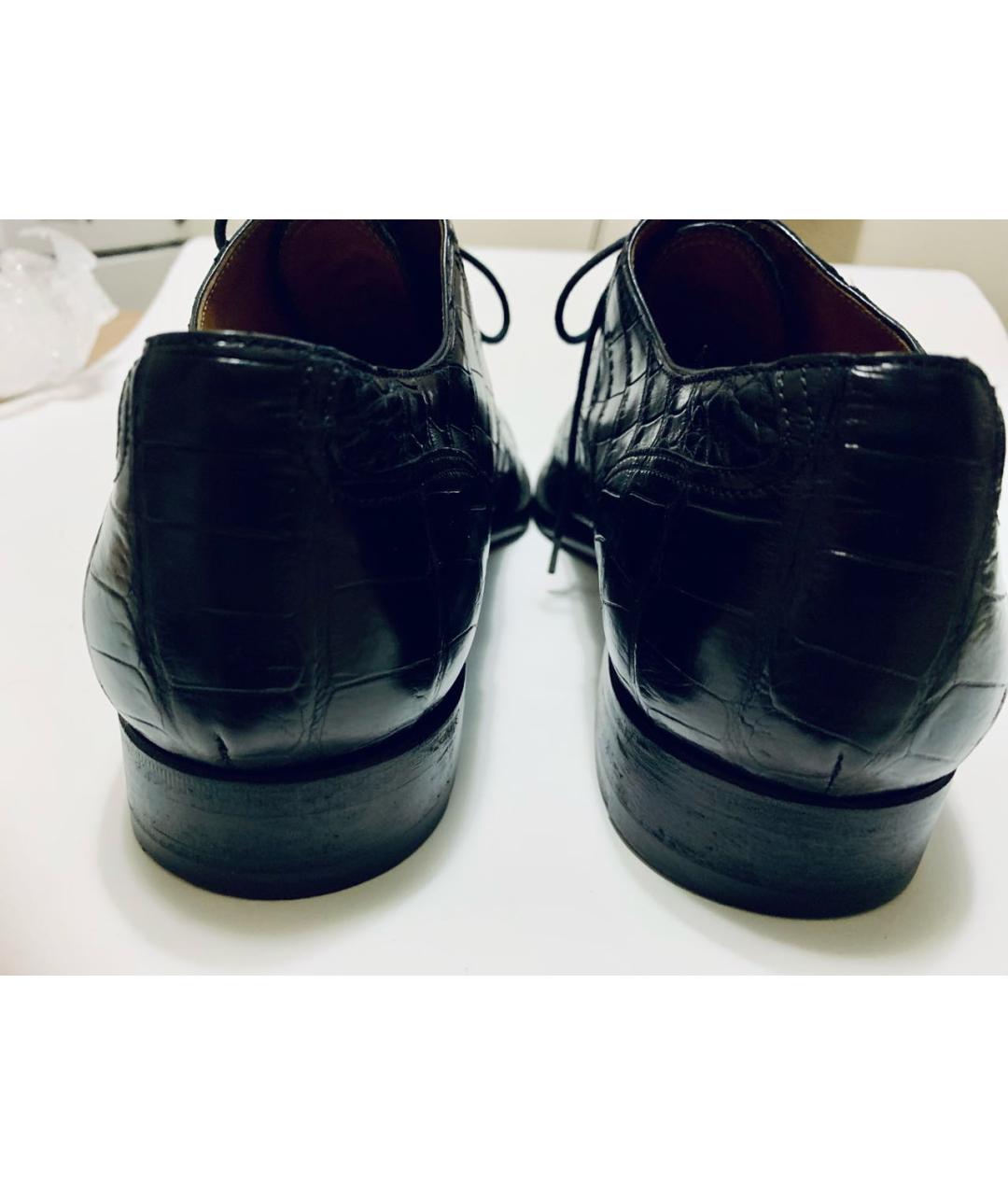 HERMES Черные низкие ботинки из экзотической кожи, фото 4