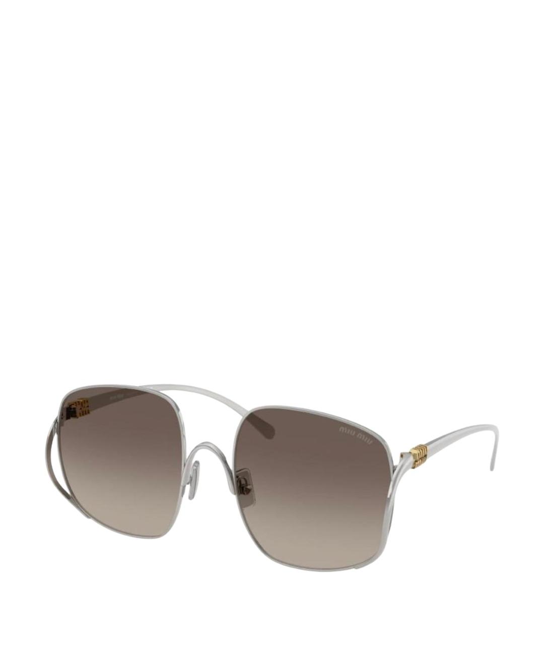 MIU MIU Серебряные металлические солнцезащитные очки, фото 1