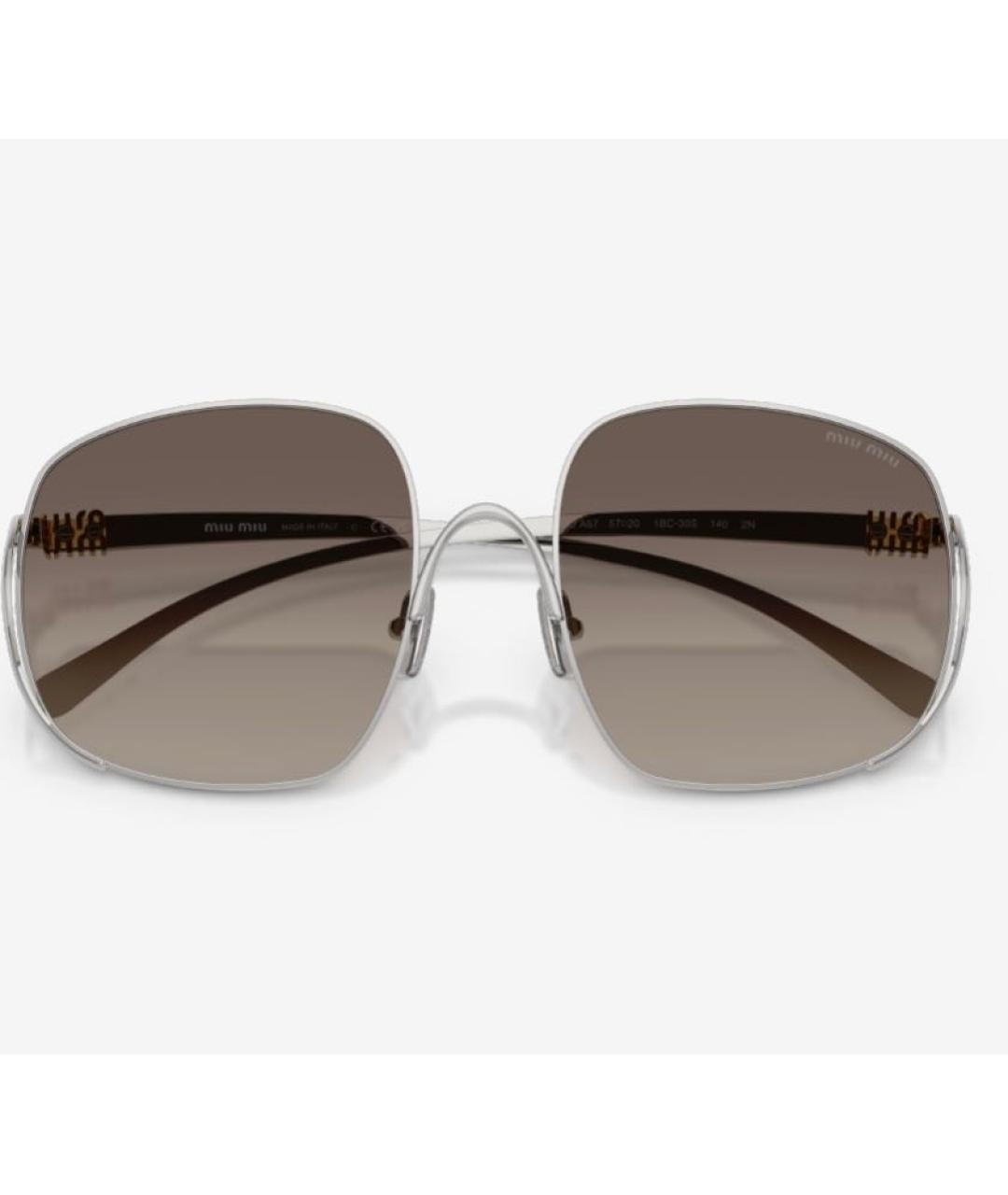 MIU MIU Серебряные металлические солнцезащитные очки, фото 4